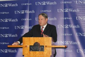 Richard Kemp speaking at UN Watch conferen