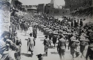 Australian soldiers marching into Jerusalem during the First World War. Picture: Wikimedia Commons/National Library of Israel